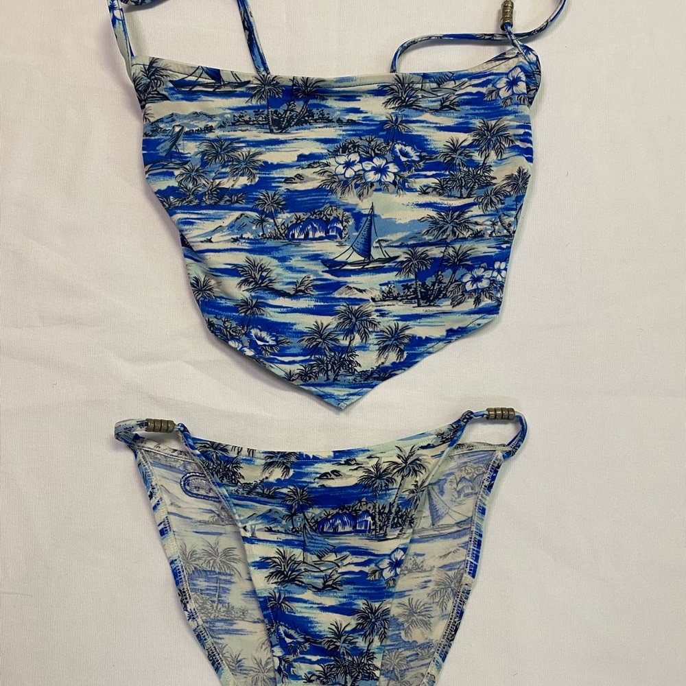 EckoRed Vintage Palm Blue Bikini